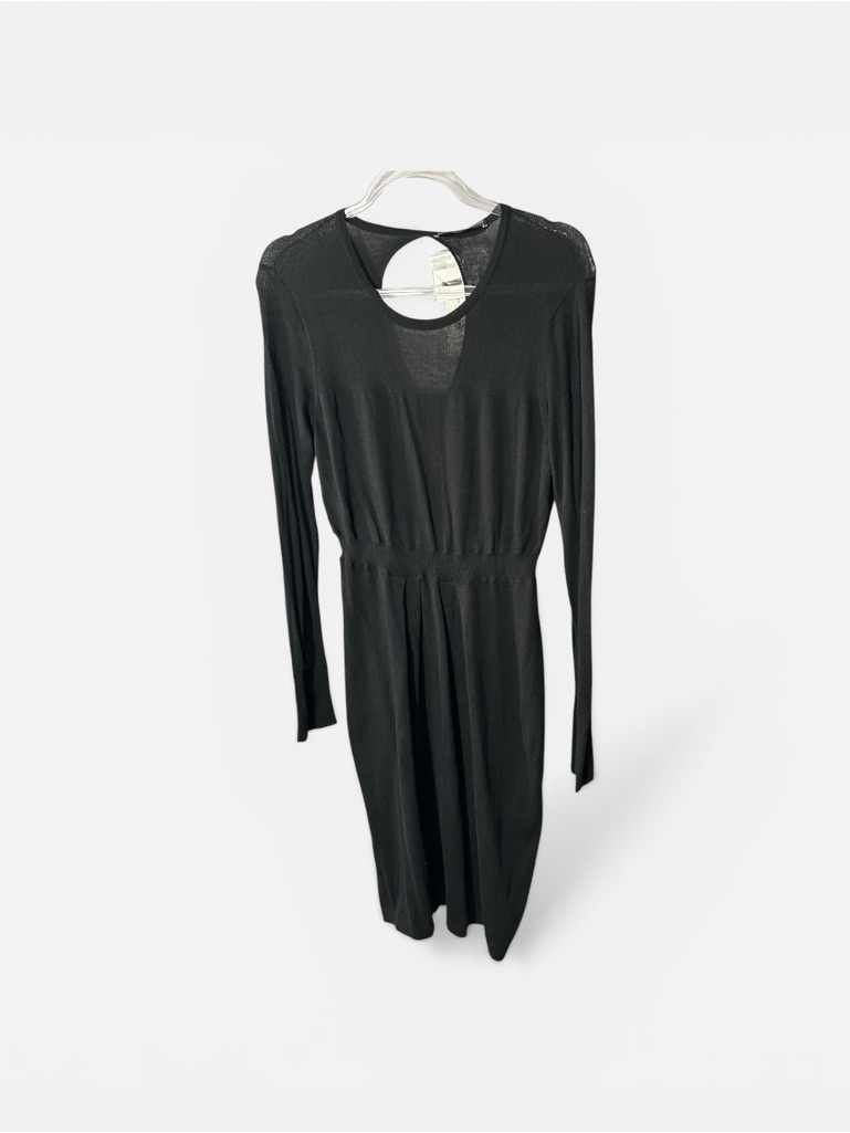 Peruvian Connection Nwt Black Donatella Dress Pima Cotton Cashmere Sz M